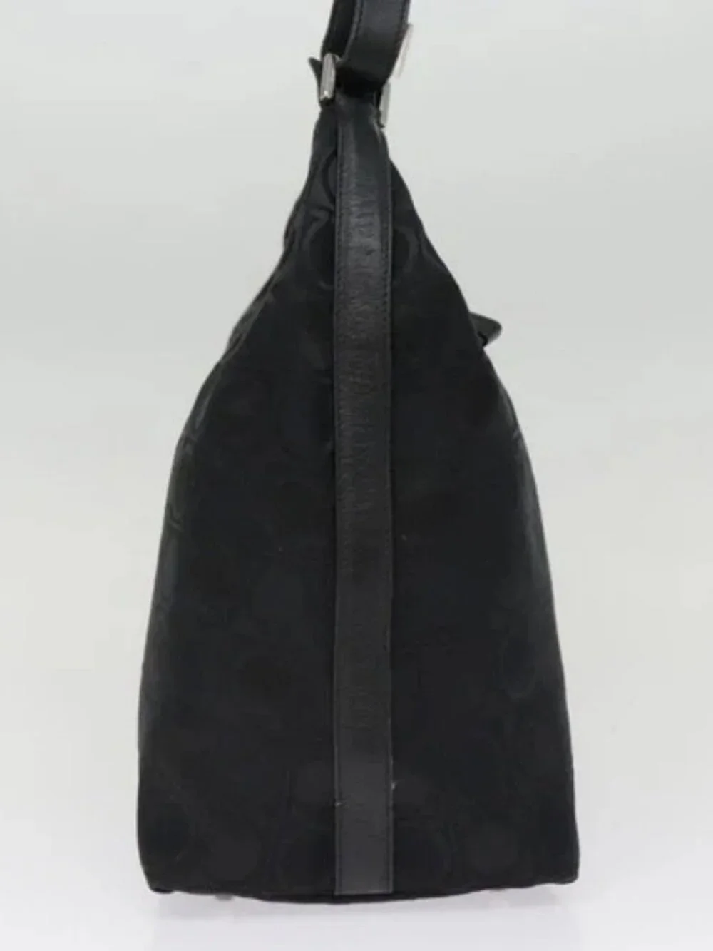Salvatore Ferragamo Gancini Shoulder Bag Nylon Black Silver Auth bs18811